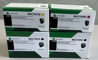 4 tóner Lexmark genuino CX510 EHY negro 2 amarillo magenta 80C1XK0 80C1XM0 80C1XY0 Foto 1 de 3
