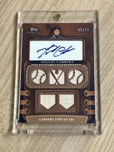 Miguel Cabrera #/10 - 2010 Topps Sterling LEGENDARY LEATHER Bat Relic AUTO DET - Foto 1 di 2