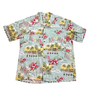Vintage Hilo Hattie The Hawaiian Original 2XL Men Aloha Tropical Green Shirt USA - Imagen 1 de 7