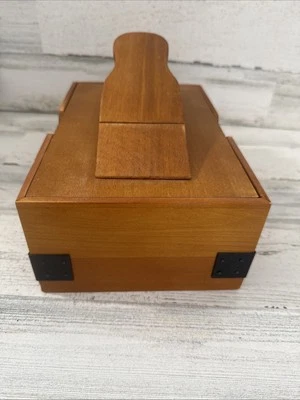 Vintage Wooden Shoe Valet De Luxe Shoe Shine Box Kit w/ Brushes & Polish - Image 1 of 4
