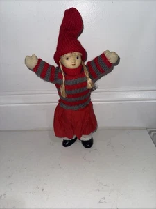 Hand made vintage Swedish Christmas decor Nisse-girl with porcelain head - Picture 1 of 7
