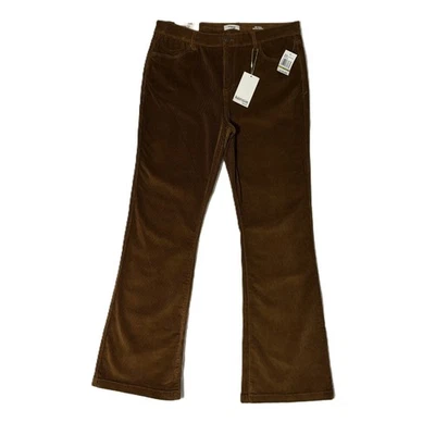 Kensie “The Tessa” 高腰靴型灯芯绒裤子 14/32 干邑棕色全新带标签 — 第 1/4 张图片