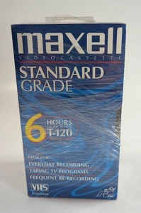 Maxell Blank Standard Grade 6 Hour VHS Tapes T-120 Videocassette BRAND NEW 3PK - Picture 1 of 3