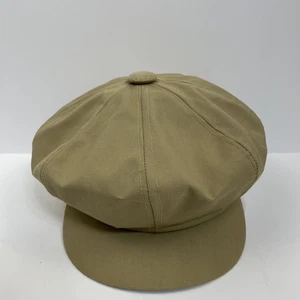 Union Made Newsboy Drivers Cabby Cap Large Khaki colored - Made Of Canvas - VTG - Picture 1 of 9
