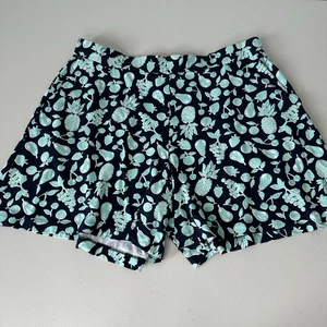 J Jill Wearever Collection Shorts Womens Size M Blue Fruit Print Pull On Pockets - Picture 1 of 11