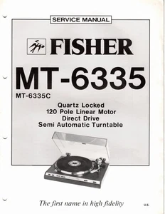 Vintage Fisher Service Manual Direct Drive Plattenspieler MT-6335 / MT-6335C - Bild 1 von 4