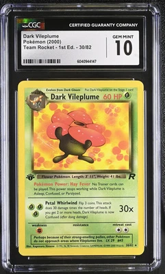 2000 Pokemon Dark Vileplume #30/82 1st Edition CGC 10 - Image 1 of 2