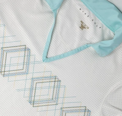 Nike Golf Cuello en V S/S Polo Para Mujer Pequeño Blanco con Estampado Argyle Dri-Fit Foto 1 de 4