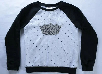 Jumping Beans crown sz 7 sweatshirt princess white black gold cheetah print - Image 1 of 4