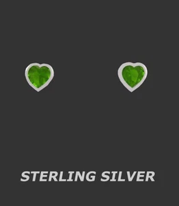 LAB CREATED 0.56 Cts PERIDOTS STUD EARRINGS .925 STERLING SILVER - Screw Backs - Picture 1 of 4