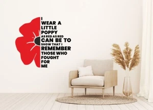 Lest We Forget Remembrance Day Sticker Poppy Soldier Patriotic Decor Vinyl Quote - Picture 1 of 19