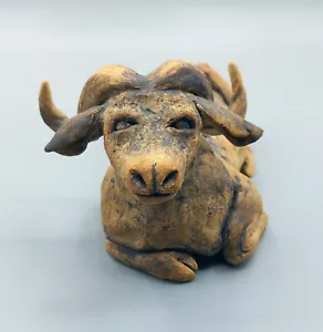 Sculpture OOAK ornament statue animal art ceramic water buffalo - Picture 1 of 11