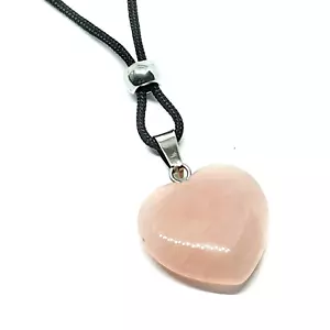 Rose Quartz Heart Necklace Pendant Crystal Gemstone Spiritual Beaded Cord - Picture 1 of 13