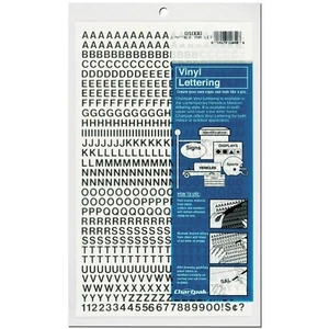 Chartpak 01000 1/4" Black Self-Adhesive Vinyl Lettering, Capital Letters&Numbers - Picture 1 of 3