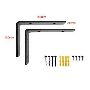 Soportes de estantería negros de alta resistencia - Soportes angulares en forma de L para estanterías de pared - Imagen 1 de 12