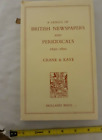 A Census Of British Newspapers And Periodicals 1620-1800 By Crane And Kaye