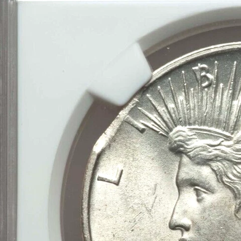 1922 Peace Dollar Curved Clip Error NGC Uncirculated Details Silver $ Cover