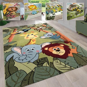 Kinderzimmer Kinderteppich für Jungen mit Tier u. Dschungel Motiven Kurzflor - Bild 1 von 31