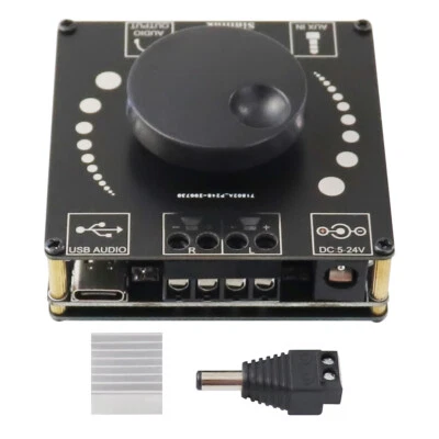 TPA3116D2 Stereo HIFI Digital Bluetooth Amplifier Board AUX USB-C Input 50W+50W  - Image 1 of 4
