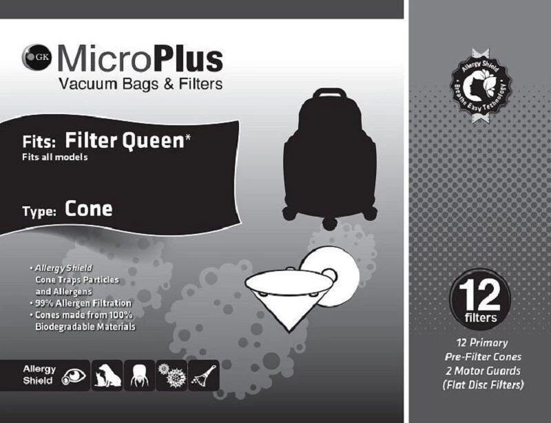 Pacote com 12 cones Filter Queen Vacuum MicroPlus da Green Klean - Imagem 1 de 1