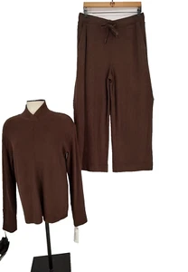 Haven Well Within Talbots Woman NEW Brown Lounge Set Top Pant Size Large Stretch - Picture 1 of 16