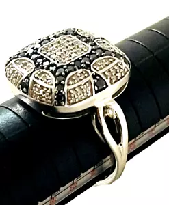 Affinity Diamond Ring Sterling Silver 1.00 cttw White & Black Diamonds Size 11 - Picture 1 of 13