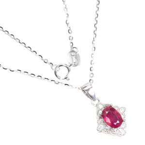 Collana In Argento Sterling 925 Con Rubino Ovale 7x5mm Gioielleria - Foto 1 di 10