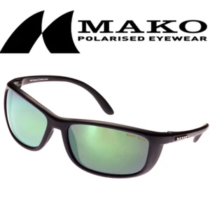 Mako Blade Polarised Sunglasses Green Mirror Lens Black Frame 9569 M01 G2H5 - Picture 1 of 1