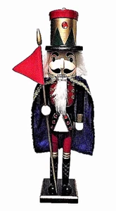 CHRISTMAS WOODEN NUTCRACKER - 15" KING ARTHUR HOLDING A FLAG - Picture 1 of 2