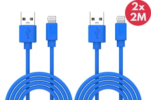 2x Laser USB A Charger Phone Cable 2M Cord for iPhone iPad Tablet Blue - Picture 1 of 1