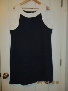 IZOD navy blue dress 100% cotton stretch white sleeveless POPOVER XXL PLUS CASUA - Picture 1 of 7