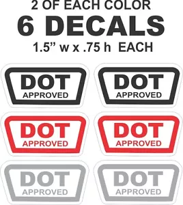 6 DOT Approved Bell Arai Shark AGV Shoei Snell Motorcycle Helmet Vinyl Decals - Picture 1 of 1