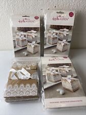 4 Kate Aspen set of 24 guest gift Boxes printed white lace pattern, satin bow 96