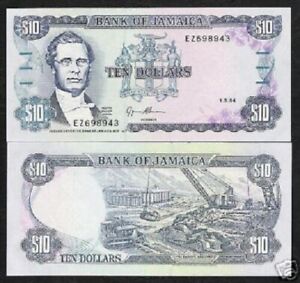 Jamaica 10 DOLLARS P-71 1994 BAUXITE Mining UNC Jamaican World Currency BANKNOTE