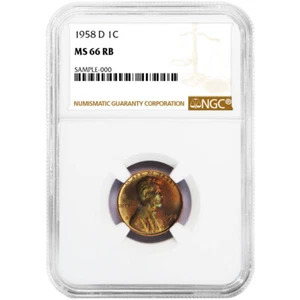 1958-D Lincoln Wheat Cent NGC MS66 RB Brown Label - Picture 1 of 2