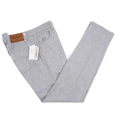 Pantalones de mezclilla Luigi Borrelli ajustados gris claro franela suave lana 5 bolsillos 41 nuevos con etiquetas Foto 1 de 4