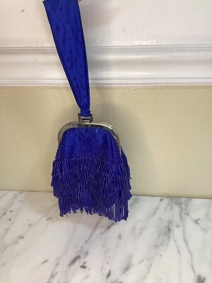 Inge Christopher蓝色串珠流苏晚装包 — 第 1/4 张图片