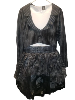 LADIES NIGHTMARE BEFORE CHRISTMAS JACK SKELLINGTON COSTUME POOFY DRESS &JACKET L - Image 1 of 4