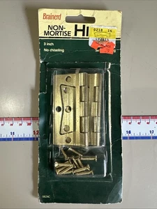 2 Pairs of Large Heavy Duty Brainerd 3" Brass No Mortise Butt Hinges - Picture 1 of 2