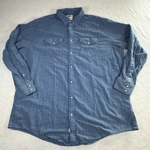 Lands End Blake Shelton 2XLT Pearl Snap Shirt blau Cowboy gestreift Western - Bild 1 von 5