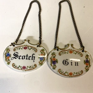Vintage M.E. Duncan Italienisches Porzellan Gin Scotch Getränk Etiketten - Bild 1 von 4