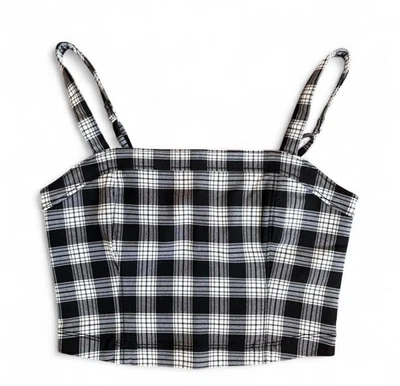 Camiseta sin mangas Hollister a cuadros blanca y negra Foto 1 de 3