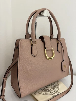 Ralph Lauren Kenton City Medium Pebbled Leather Satchel Bag, Powder Pink - Image 1 of 4