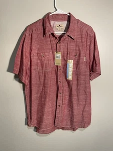 NWT Woolrich Men's Short Sleeve Button Down 100% Cotton Woven Shirt Sz L - Picture 1 of 9