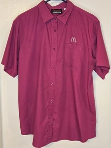 McDonalds Pink Button Up Down Employee Uniform Shirt Crew Manager Embroidered L - Picture 1 of 7