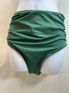Neu mit Etikett Damen grün Nylon/Elasthan Bikiniunterteil Gr. M höher tailliert, geraffte Seiten - Bild 1 von 7