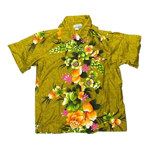 Vintage Hawaiian Styled In California JC Penny Floral Print Shirt Size L Green - Bild 1 von 3