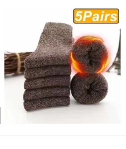 5 Pairs Mens Merino Wool Socks Thick Winter Hiking Socks Thermal Crew Socks - Picture 1 of 7
