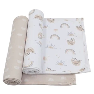 Living Textiles 2PK Premium Cotton Jersey Swaddle Wrap - Rainbow Sloth - Picture 1 of 5