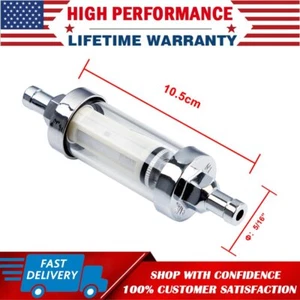 5/16" Universal Chrome Glass Clearview Fuel Filter Petrol Diesel Inline Reusable - Picture 1 of 15